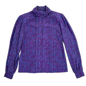 Vintage 80s 90s Sophisticates By Jonathan Martin Long Sleeve Shawl Neck Blouse